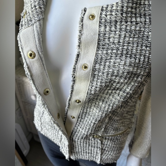 ANTHROPOLOGIE Cartonnier Cotton Tweed Jacket with Gold Metallic Threads size S - Picture 2 of 11